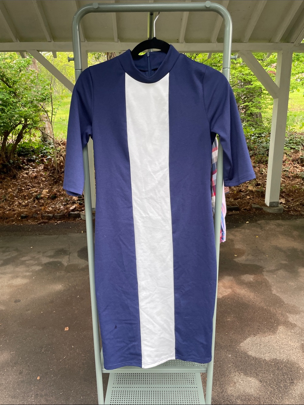 Miusol women’s dress, M, blue with vertical white stripe